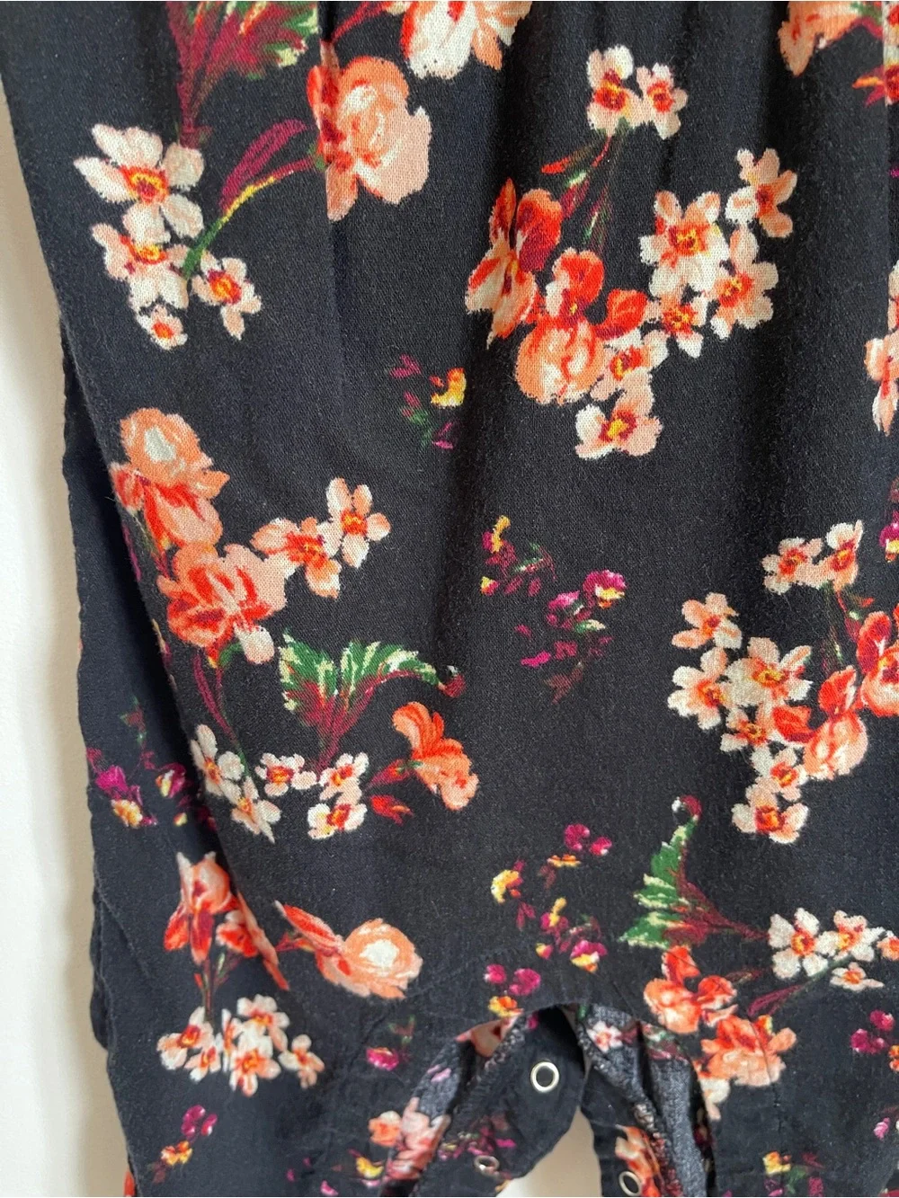 Old Navy Black Floral Smocked Baby Romper 12-18M